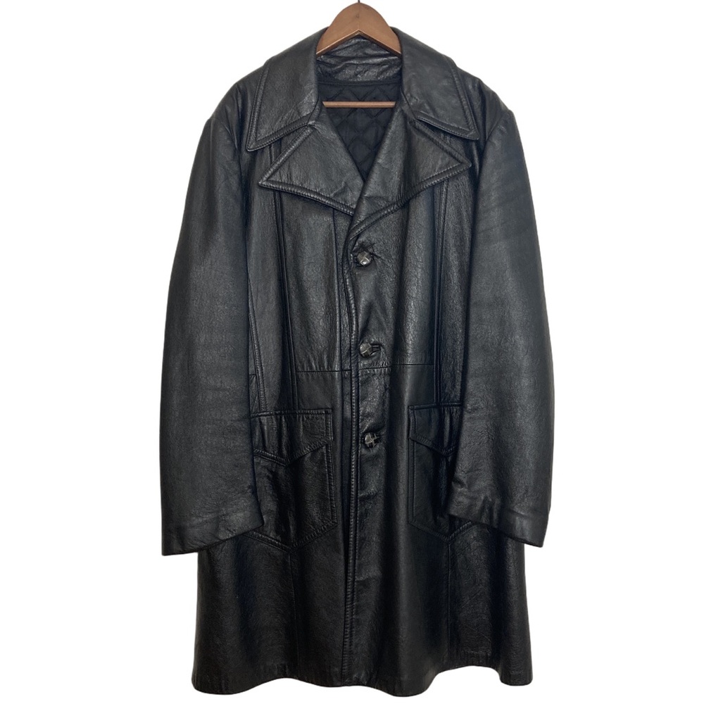 Vintage Leather Jacket Mens 48 XL XXL Black Lined Jacket Retro Western BAMF
